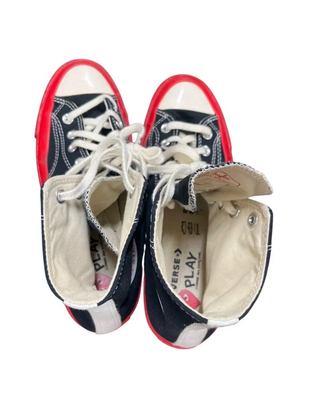 Converse Comme Garcons play Chuck high black red sneakers sz 7mns9wms SKU 10-603